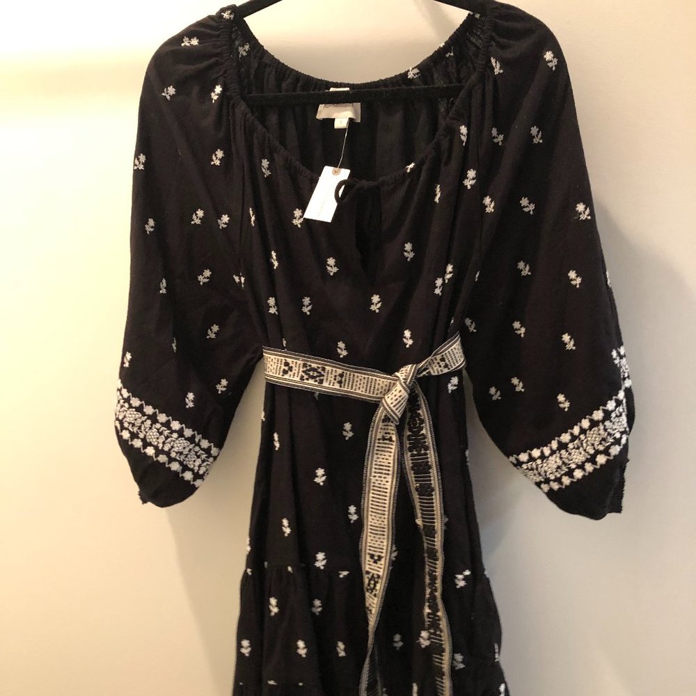 Anthropologie Cleobella Black Floral Embroidered Dress Size Small NWT